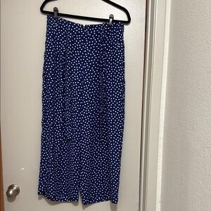 Blue Polka Dot Wide-Leg Pants